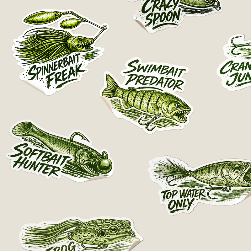 Pack de 11 Stickers Leurres – 6 cm